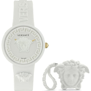 Orologio Donna Versace MEDUSA POP 3H + VERSACE WHITE SILICON PURSE (Ø 39 mm)
