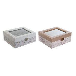 Custodia per orologi DKD Home Decor Azzurro Rosa chiaro Cristallo 22,5 x 19,5 x 9,5 cm (2 Unità)